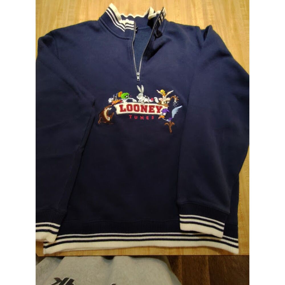 Vintage 1998 Warner Bros. Looney Tunes Sweatshirt Long Sleeve 1/4 Zipper Size S